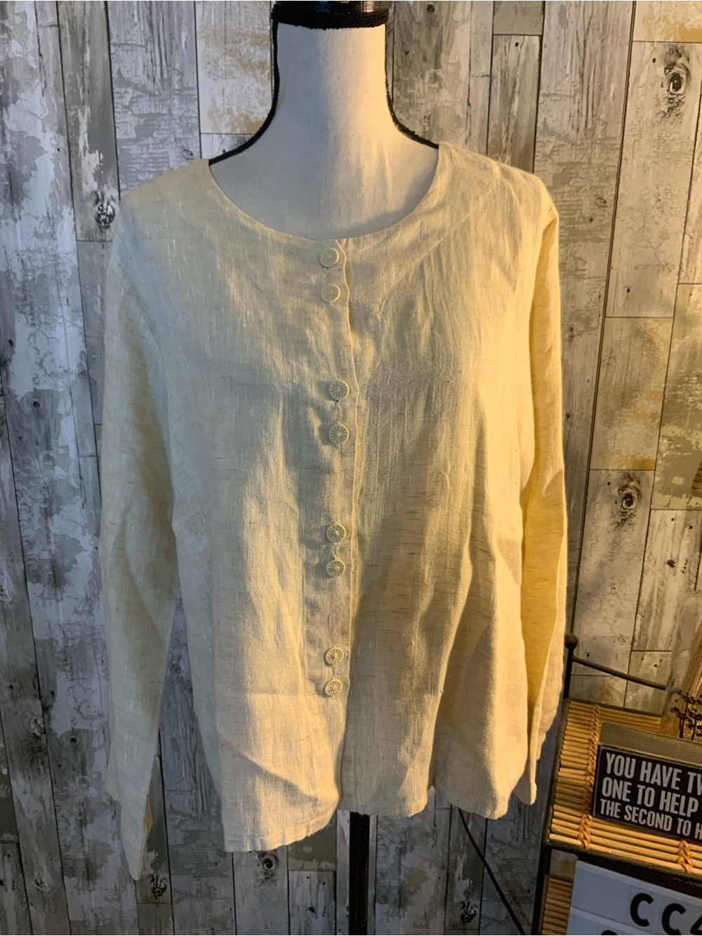Flax Cream Button-Front Linen Shirt